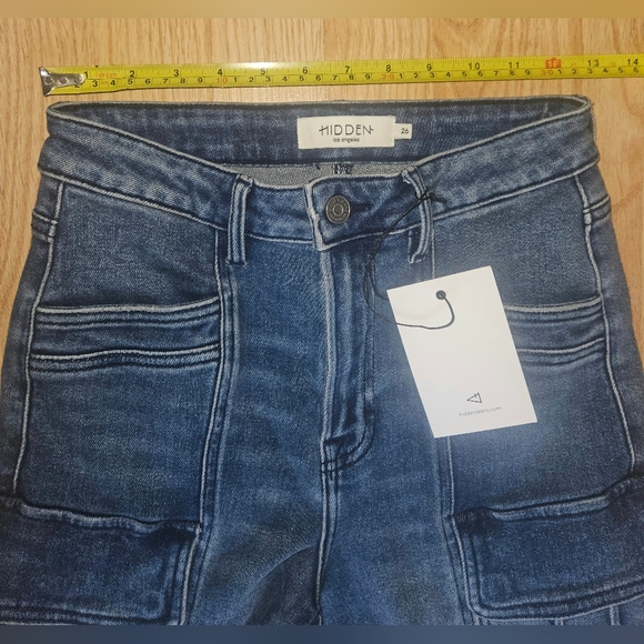 NWT Hidden Brand Tracey Cargo Straight Jeans Dark Medium Wash Size 26 - Picture 9 of 13